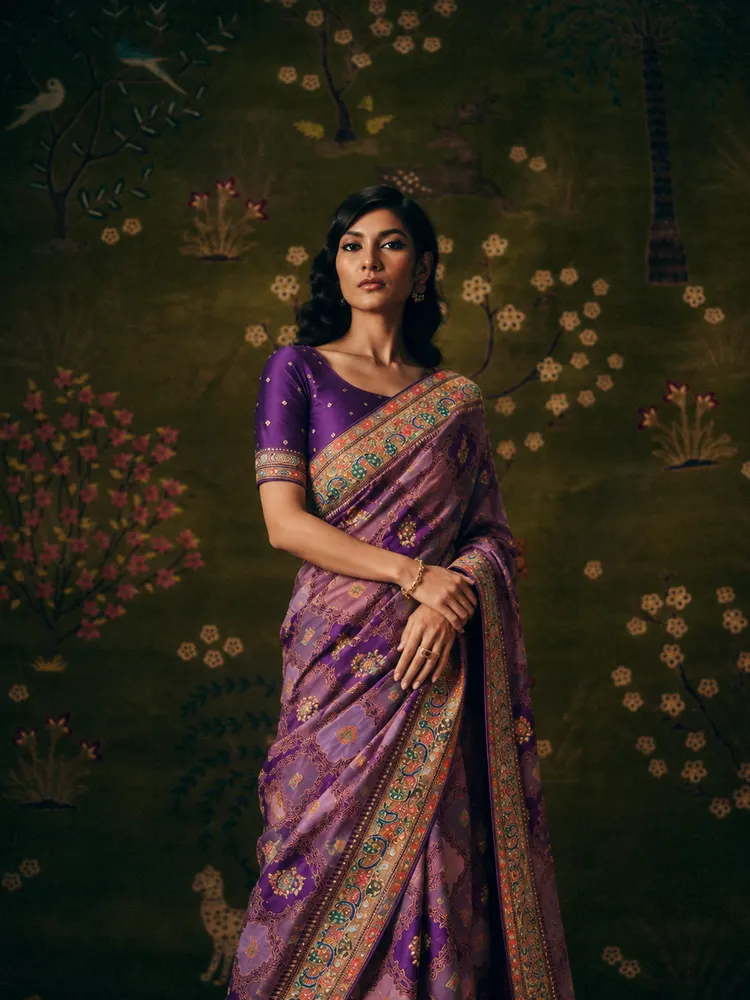 Royal Purple Art Silk Saree-1