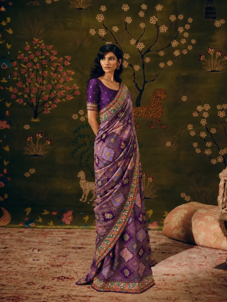 Royal Purple Art Silk Saree-3