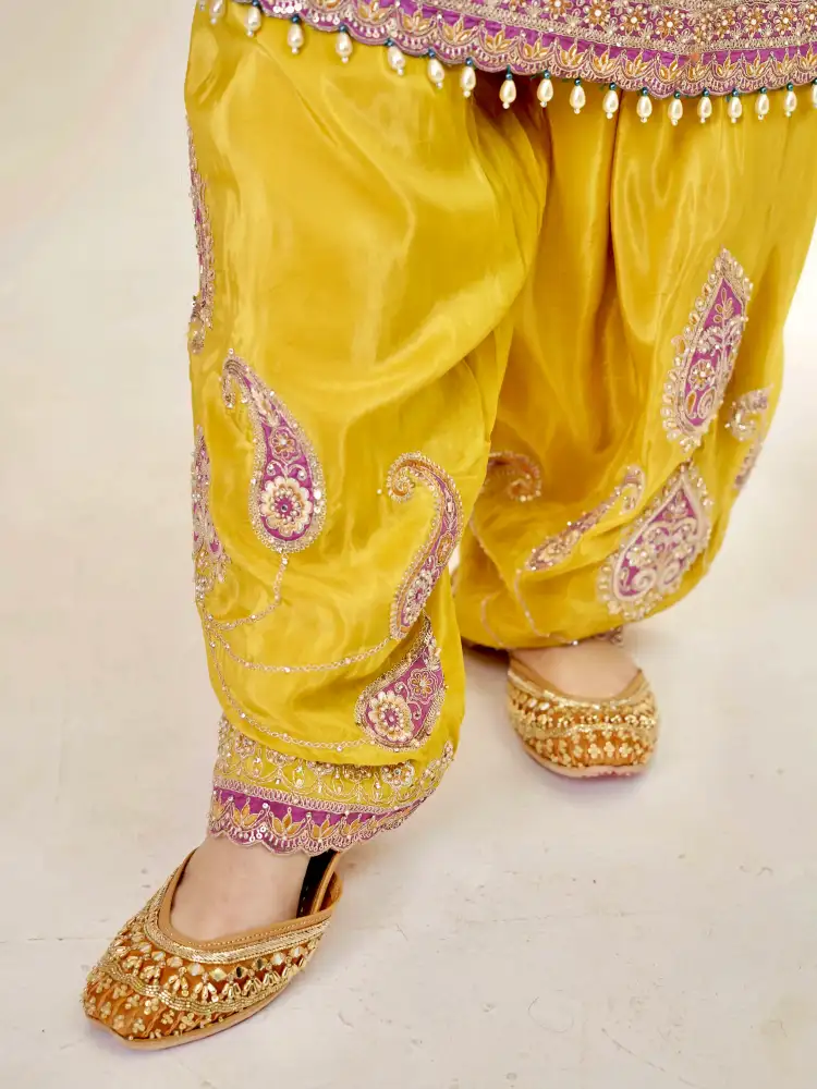 Teal Blue Embroidered Kurti with Patiala Salwar Set - Image 5