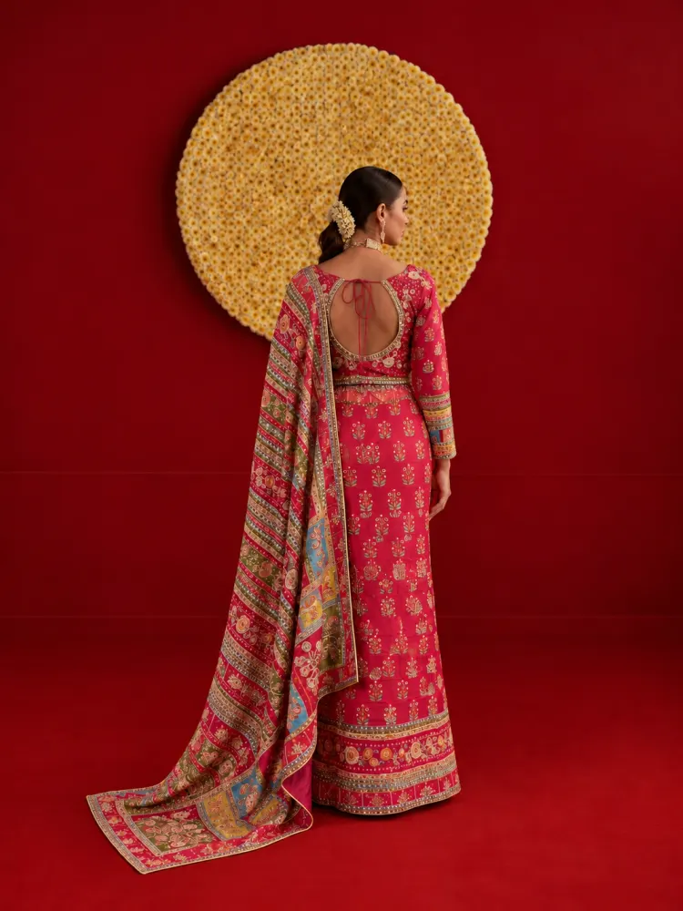Multicolour Chinon Festive Saree-0