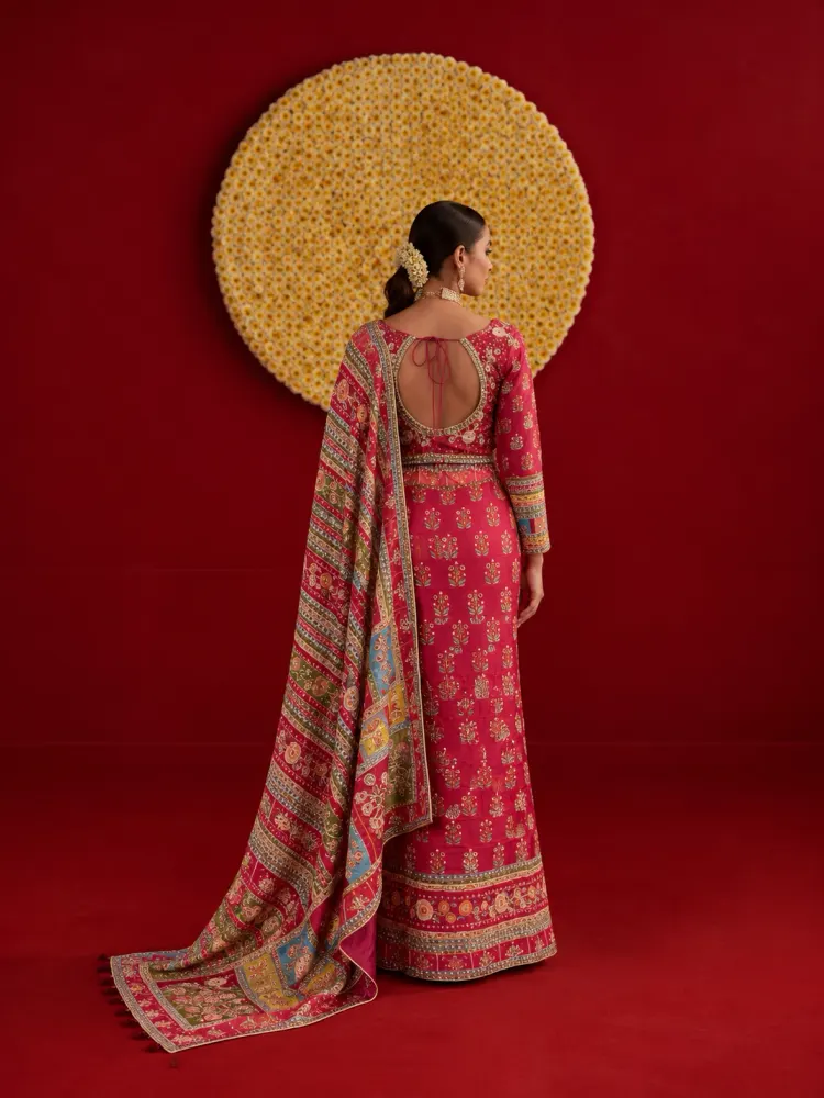Multicolour Chinon Festive Saree-2