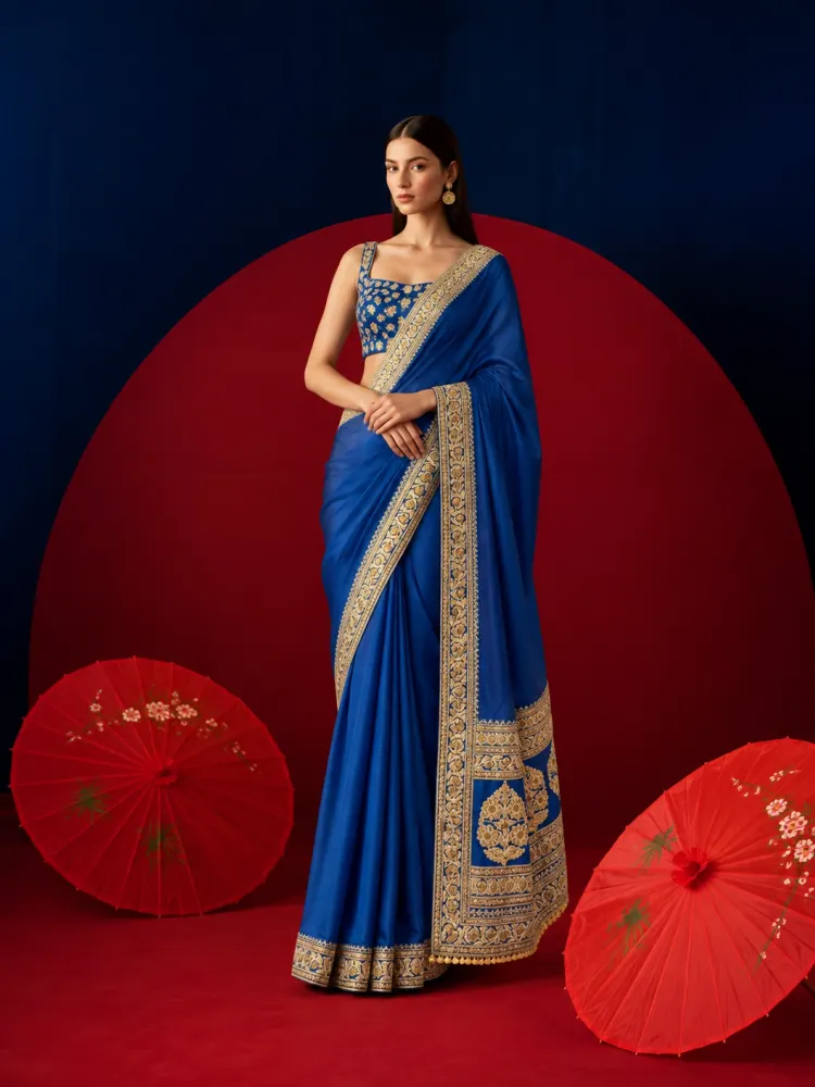 Traditional Royal Blue Silk Saree-1