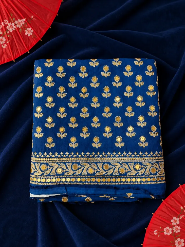 Traditional Royal Blue Silk Saree-3