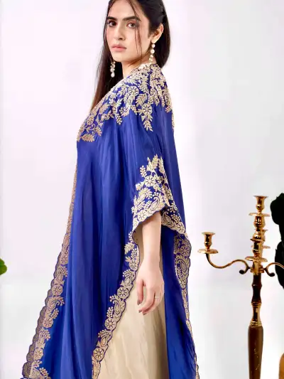 Cream Satin Co-Ord Set with Shrug - 5