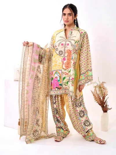 Ivory Printed Farshi Salwar Suit-2