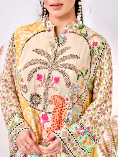 Multicolor Printed Silk Farshi Salwar Set - 5