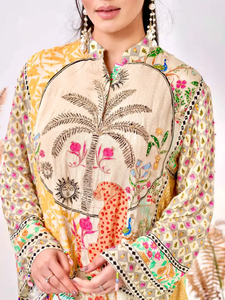 Multicolor Printed Silk Farshi Salwar Set thumbnail 5