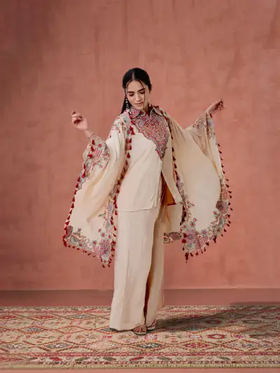Cream Beige Ethnic Co-Ord Set (Set of 3) - 1