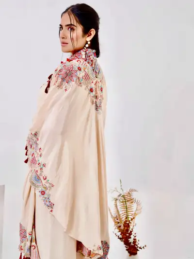 Cream Beige Ethnic Co-Ord Set (Set of 3) - 2