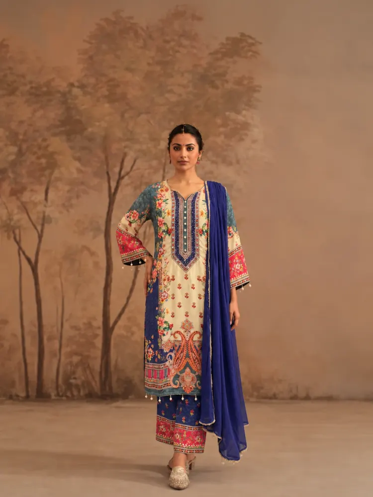 Printed Crepe Suit for Women-0