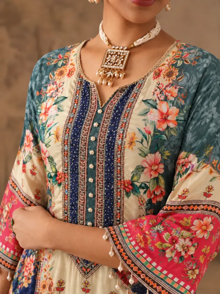 Printed Crepe Suit for Women-4