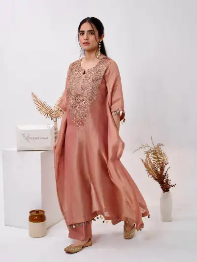 Onion Rose Gold Kaftan Kurti Style Palazzo Set - 3