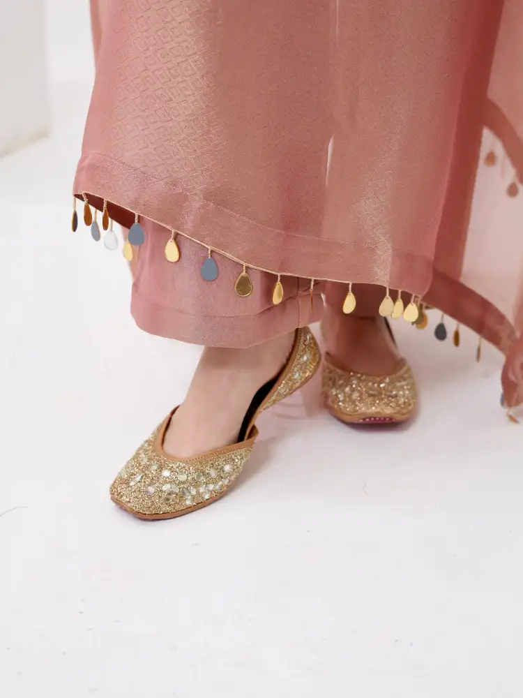 Onion Rose Gold Kaftan Kurti Style Palazzo Set thumbnail 4