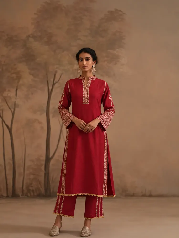 Women Ethnic Deep Red Suit-3