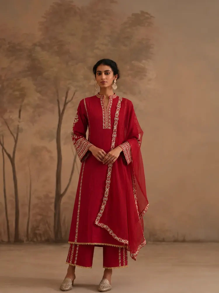 Women Ethnic Deep Red Suit-0