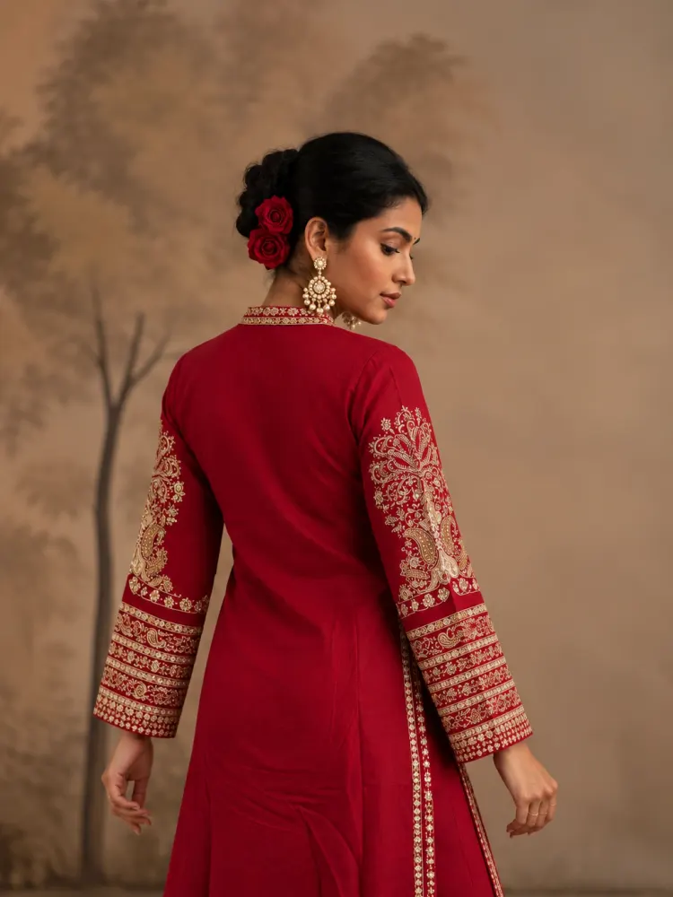 Women Ethnic Deep Red Suit-2
