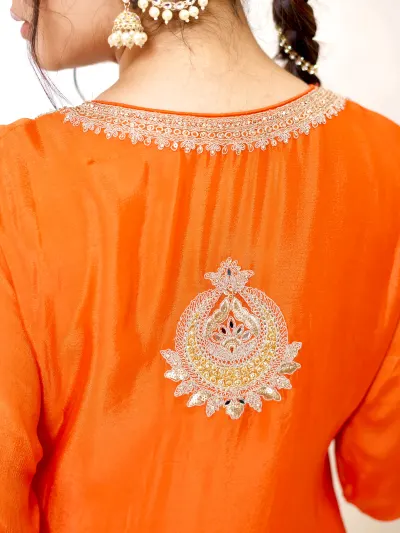 Designer Orange Farshi Salwar Suit-5