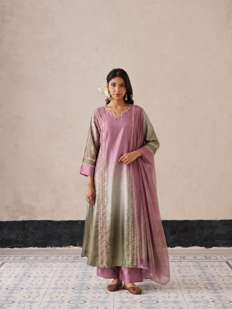 Mauve Straight Pakistani Suit-0