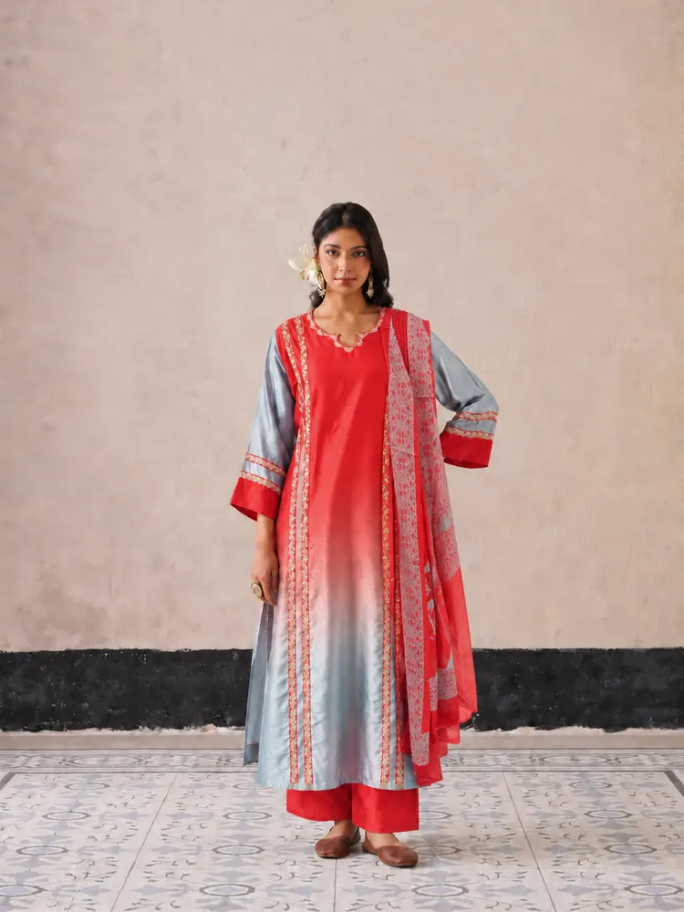 Orange Sky Blue Ombre Suit-0