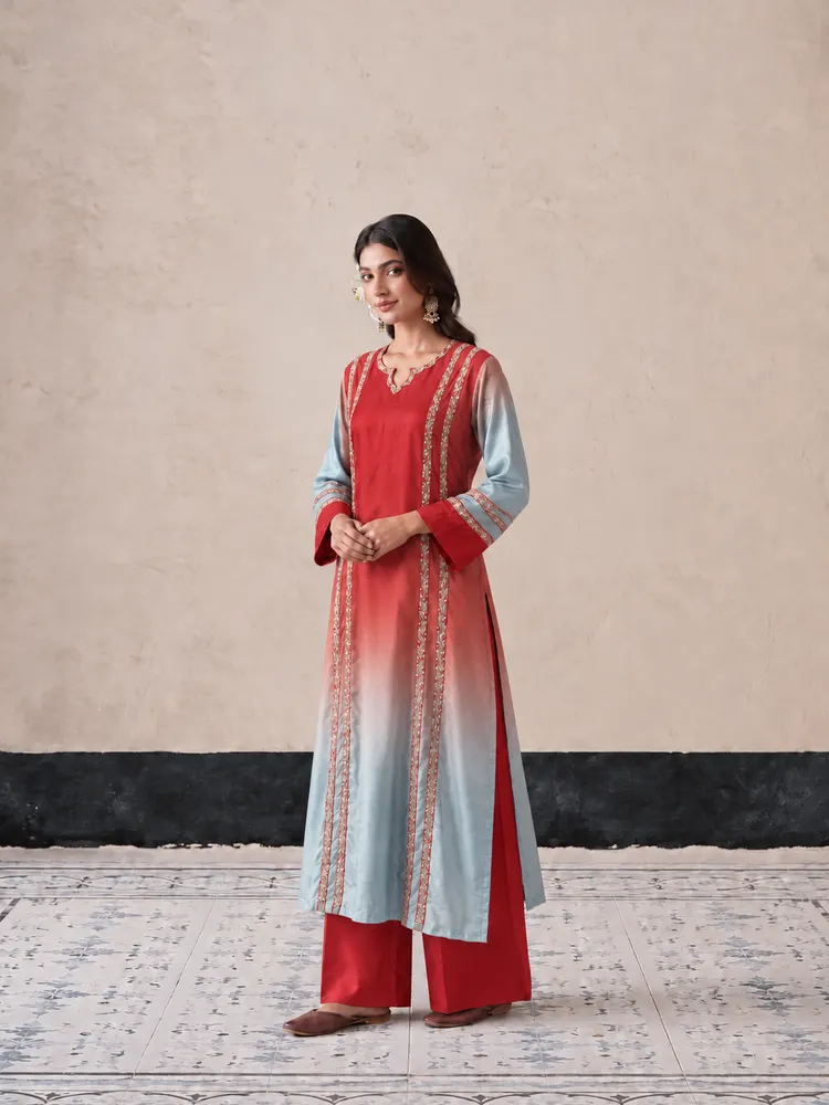 Orange Sky Blue Ombre Suit-1