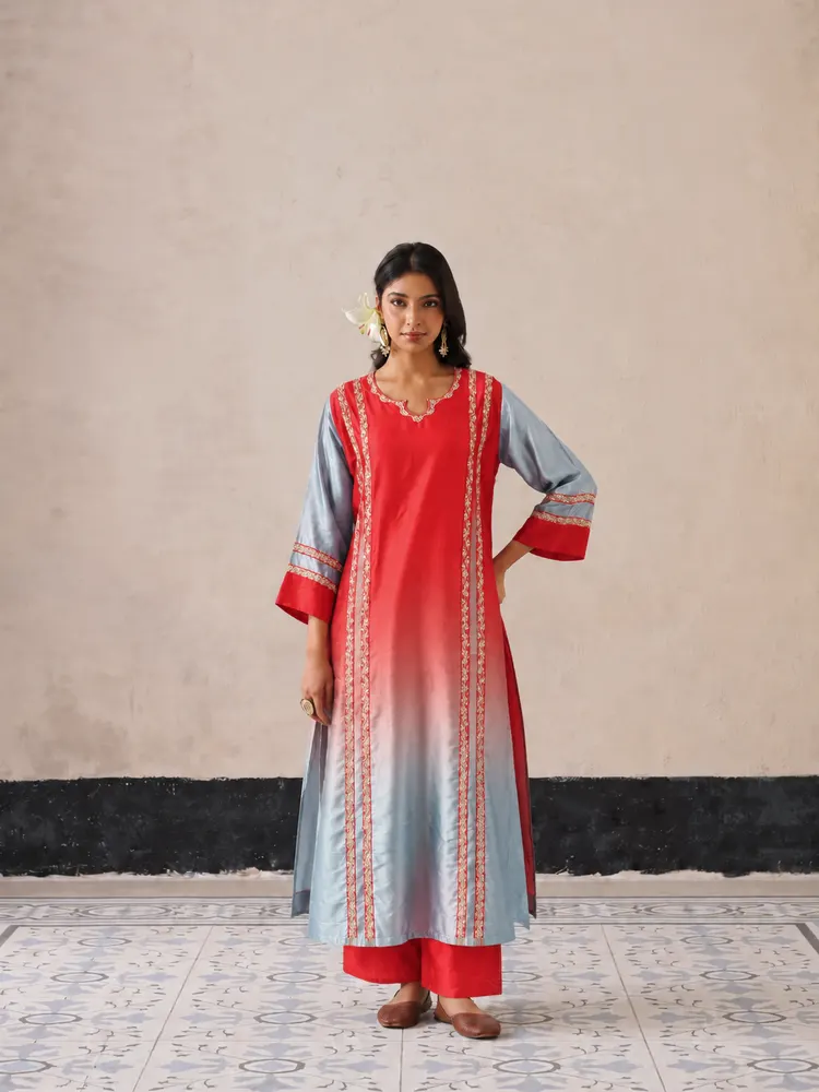 Orange Sky Blue Ombre Suit-2