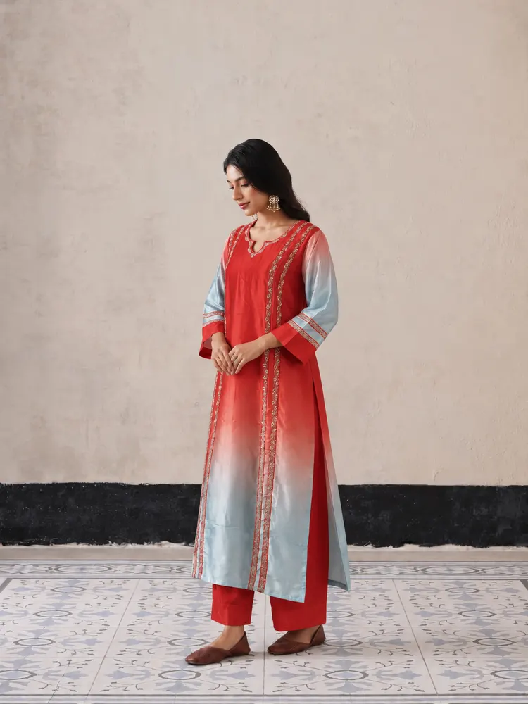 Orange Sky Blue Ombre Suit-4