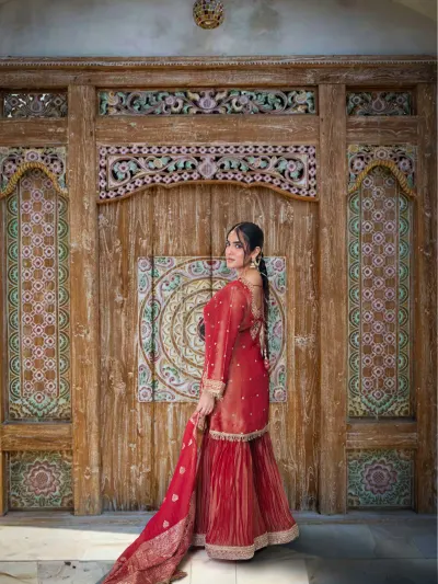 Rust Red Designer Garara Suit-0