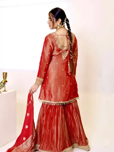 Rust Red Designer Garara Suit-1