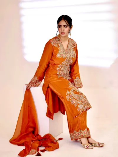 Rust Orange Suit Women's-0