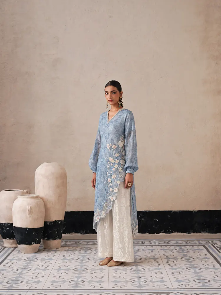 Sky Blue Long Pakistani Suit-2
