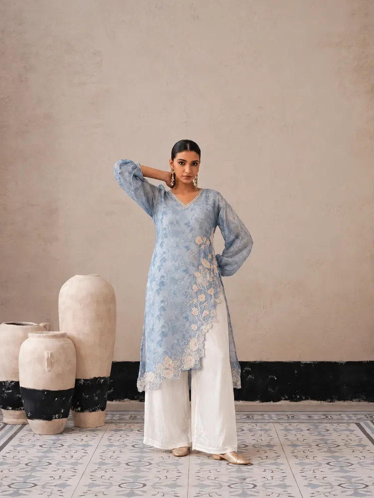 Sky Blue Long Pakistani Suit-3