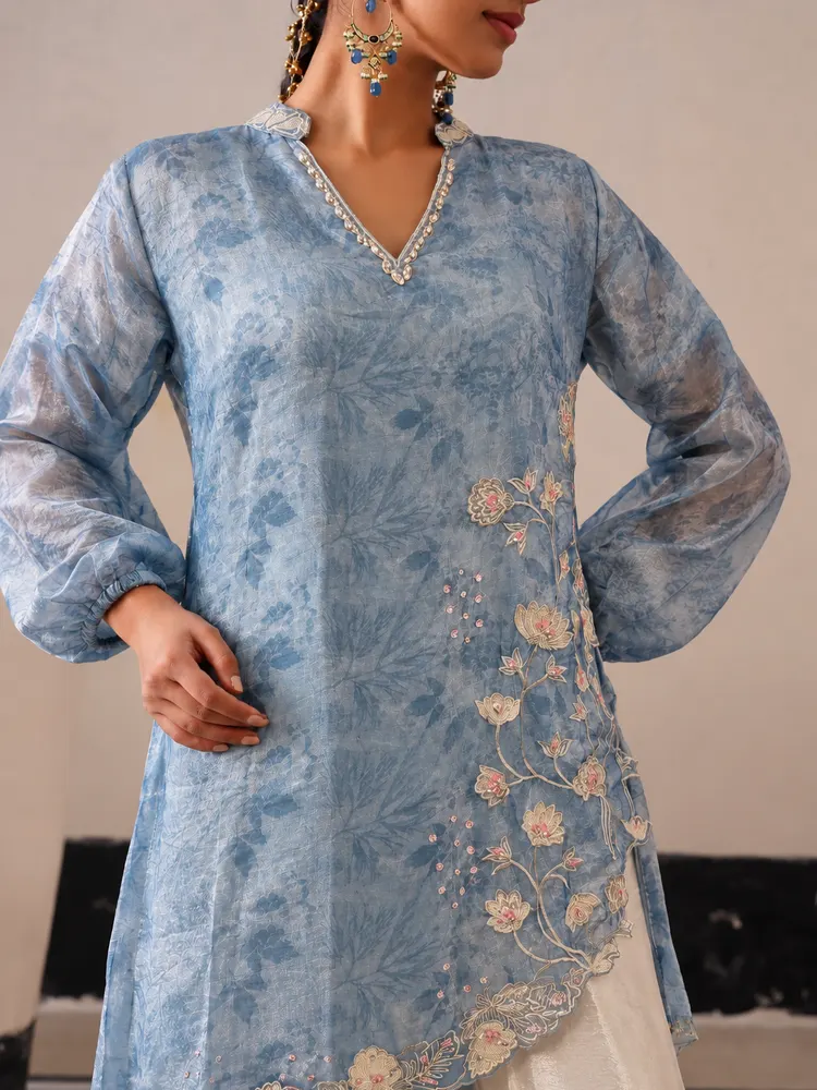 Sky Blue Long Pakistani Suit-4