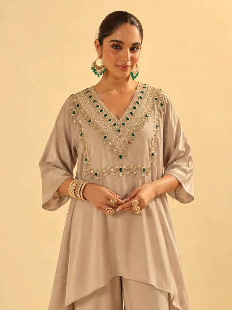Jewel Beige Kaftan Set-0