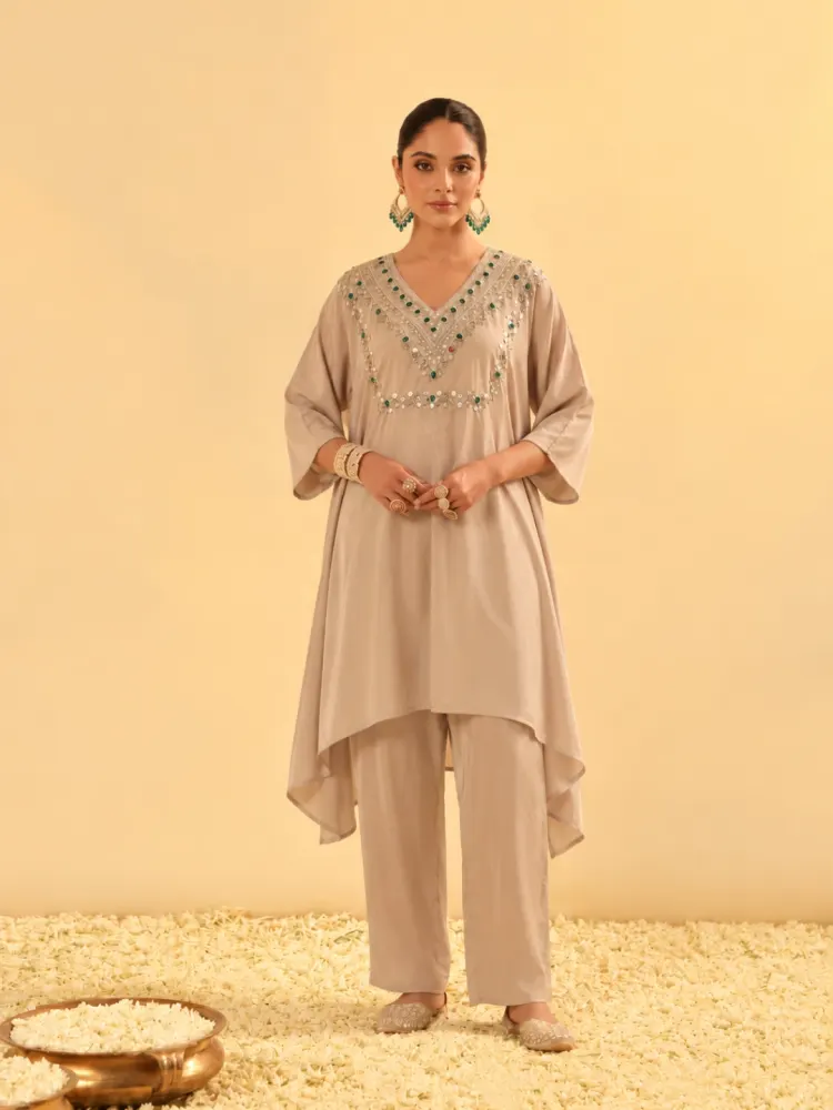 Jewel Beige Kaftan Set-1