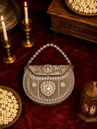 Silver Metal Clutch Bag-2