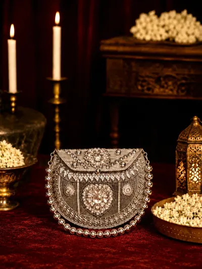 Silver Metal Clutch Bag-1