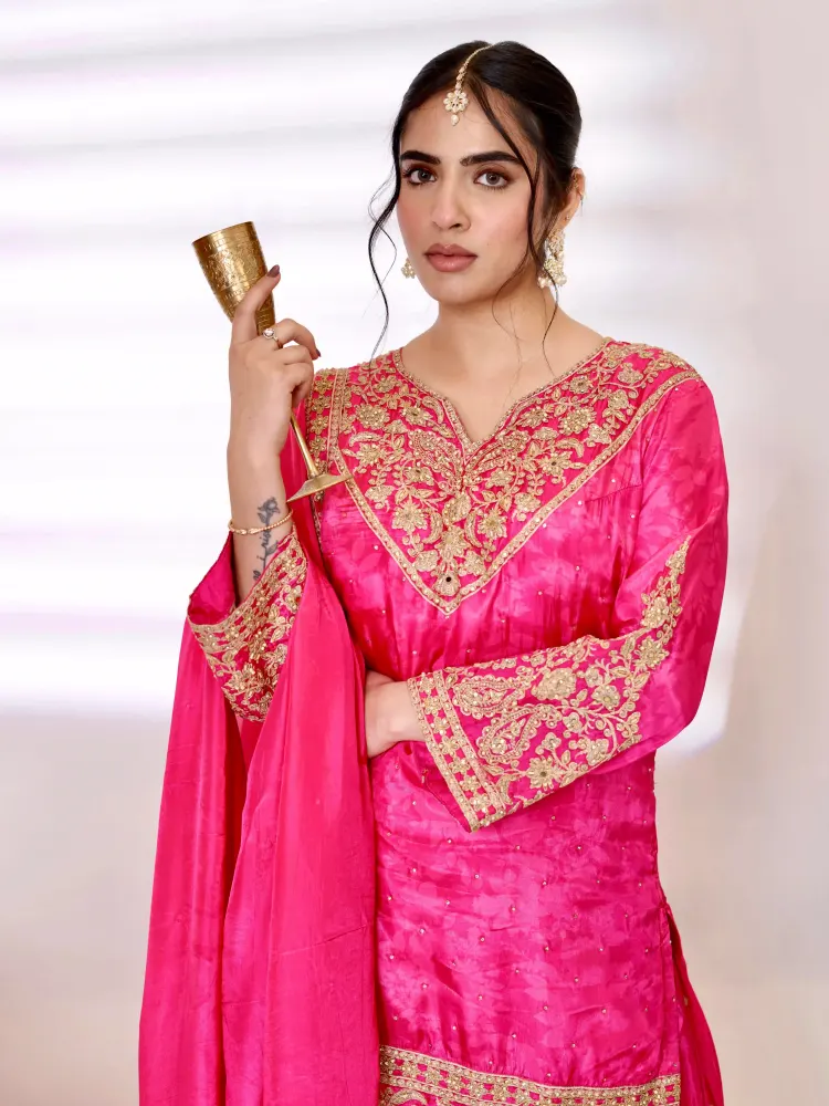 Pink Designer Sharara Suit-5