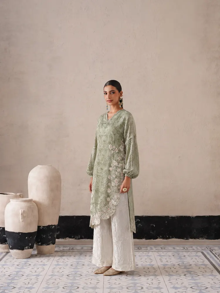 Sage Green Long Pakistani Suit-1