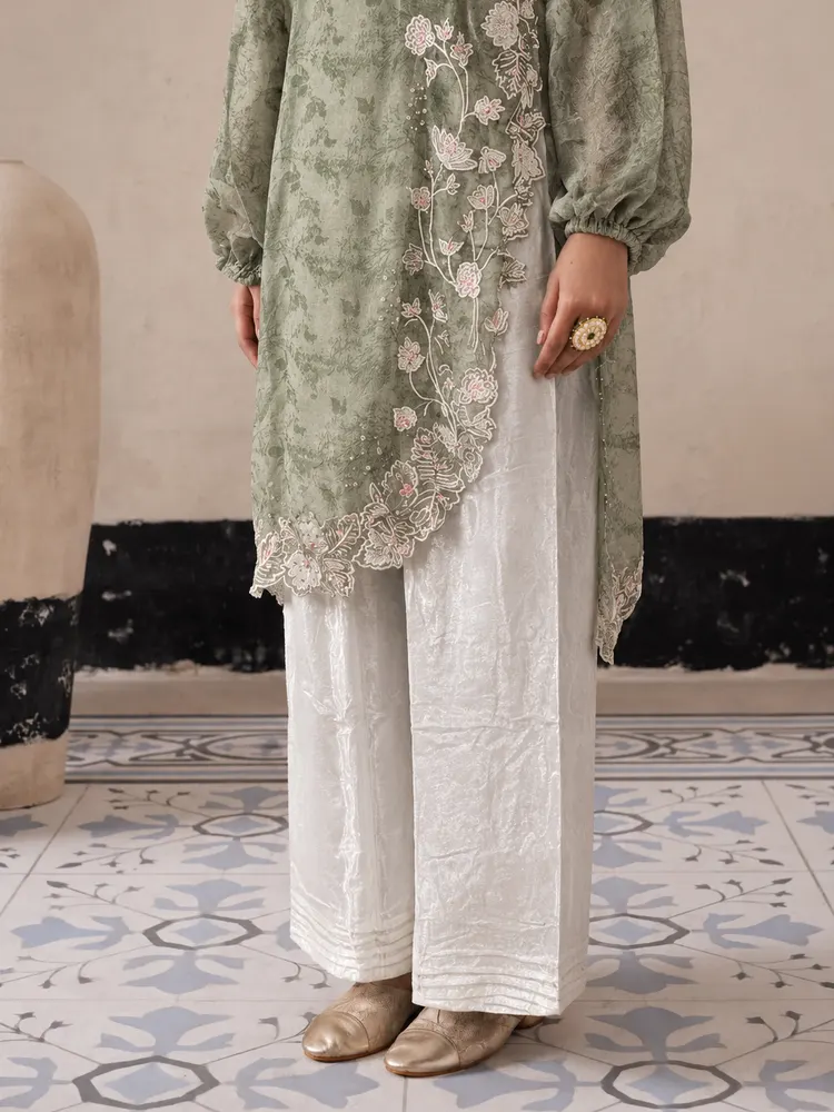 Sage Green Long Pakistani Suit-2