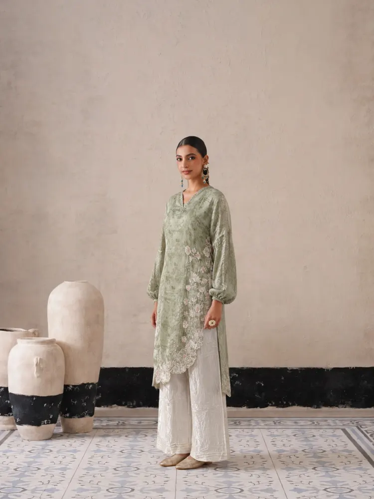 Sage Green Long Pakistani Suit-2