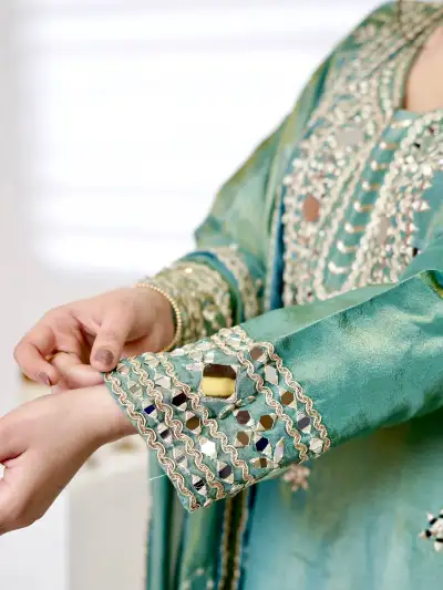 Sea Green Patiala Suit with Dupatta - 3