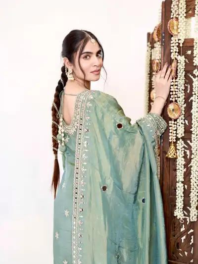 Sea Green Patiala Suit with Dupatta - 4