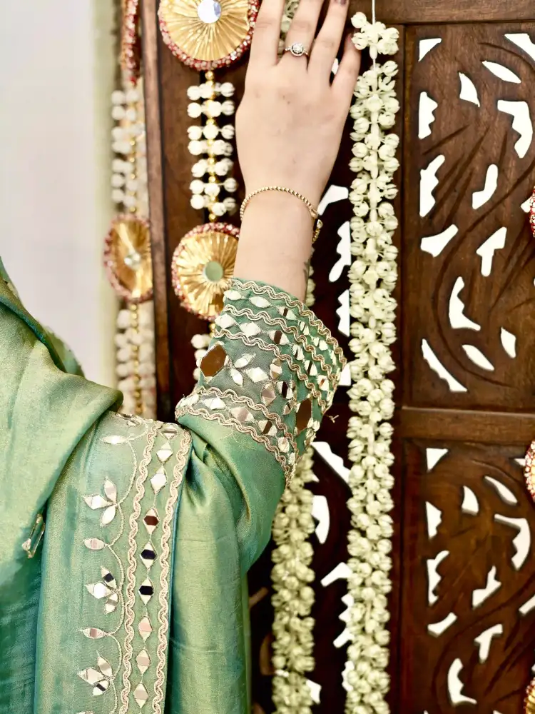 Sea Green Patiala Suit with Dupatta thumbnail 5