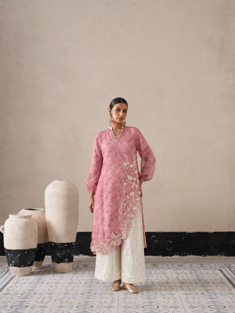 Pink Ivory Long Pakistani Suit-0