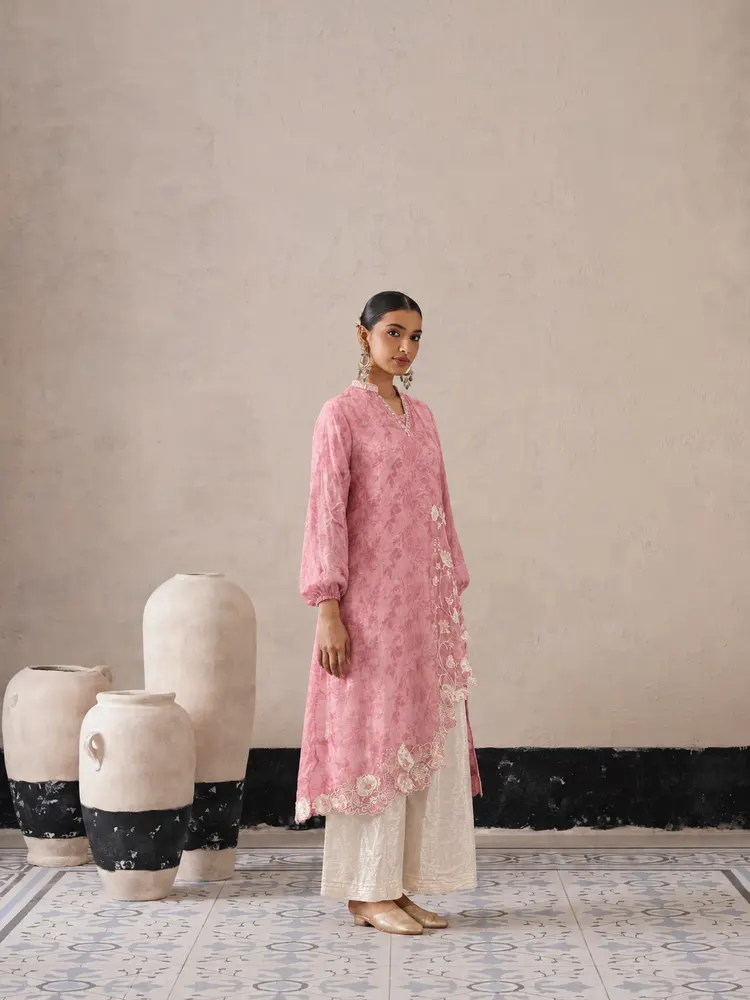 Pink Ivory Long Pakistani Suit-2