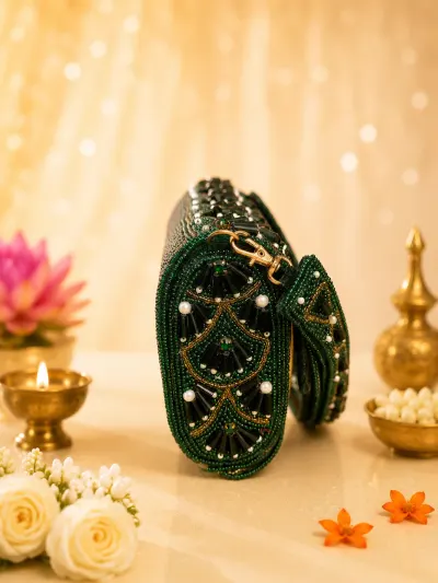Green Beaded Handbag-1