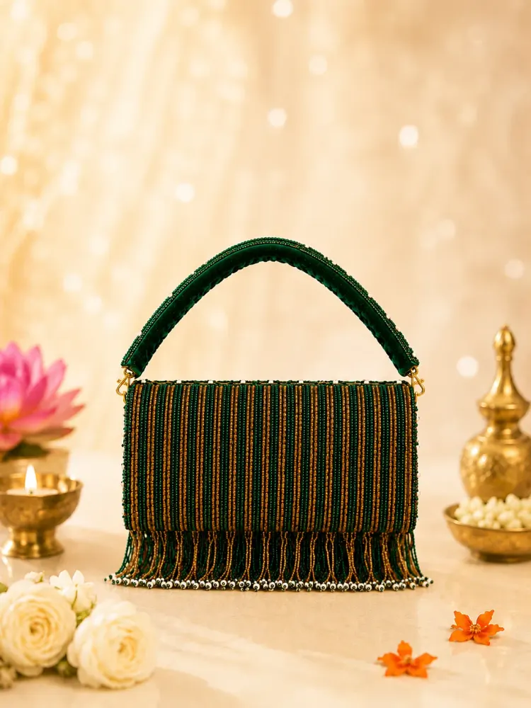 Green Beaded Handbag-2