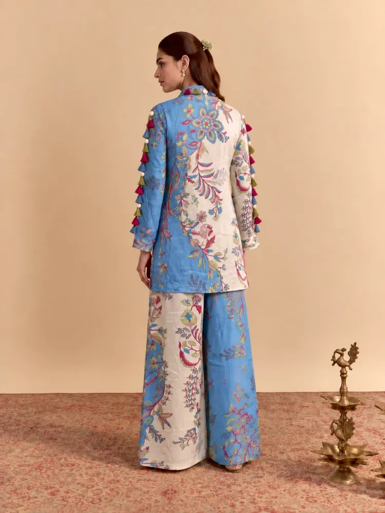 Sky Blue Floral Vacation Co-ord Set-1