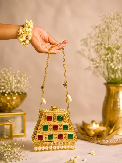Gold Stone Clutch Bag-0