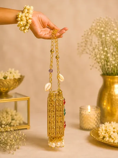 Gold Stone Clutch Bag-1